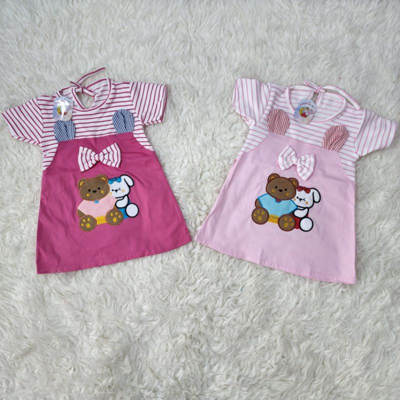 baju bayi perempuan dress BEAR baby girl