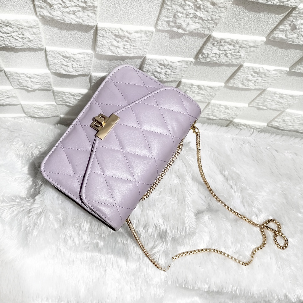 Tas Selempang Wanita Fashion Terbaru tas tali rantai Sling Bag motif belah ketupat Murah Kekinian