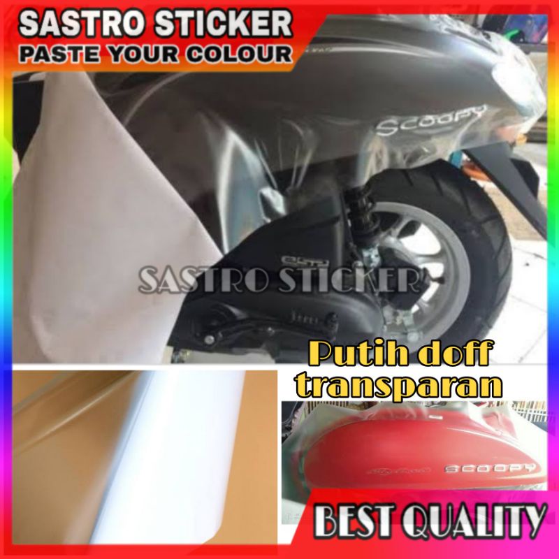 Sticker skotlet motor putih doff transparan