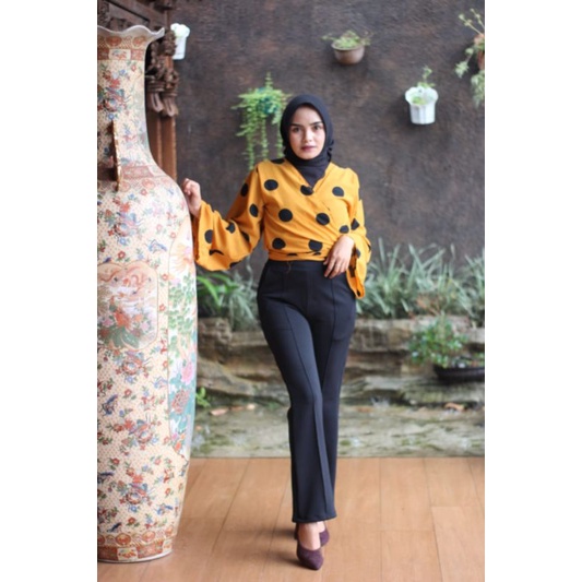 3A Fashion - Celana Cutbray List Big Size High Waist Scuba Premium Pinggang Full Karet