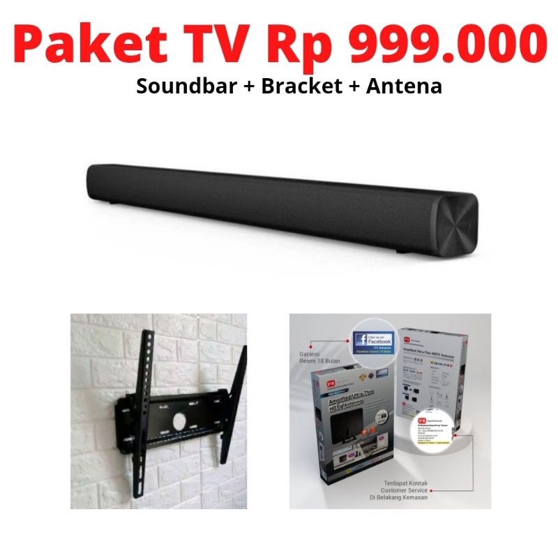 PAKET HEMAT TV Soundbar + Bracket + Antena MERK PILIHAN