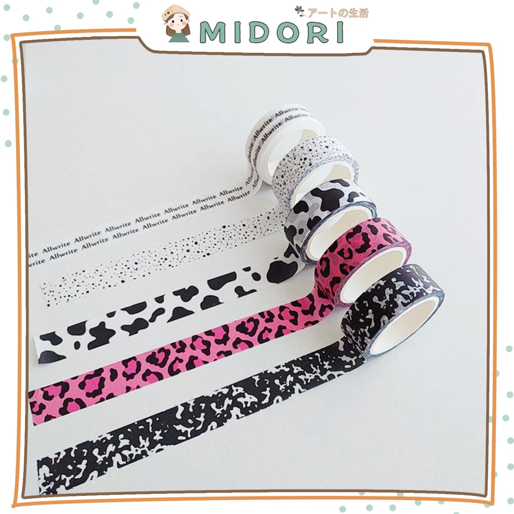 

[MIDORI] 1Pc CUTE PATTERN & FONT Washi Tape Masking Tape DIY BuJo Aesthetic Korean Washi - A0035