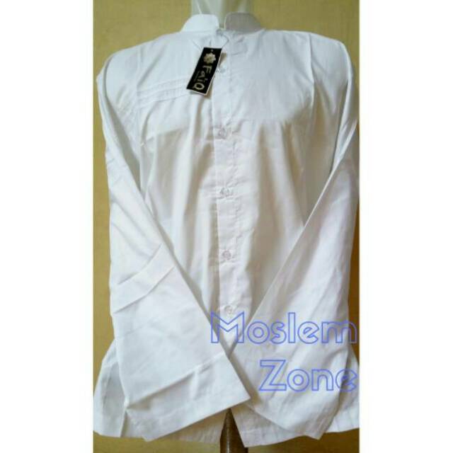 Baju Koko Jumbo XXL Putih Polos Faiq Lengan Panjang