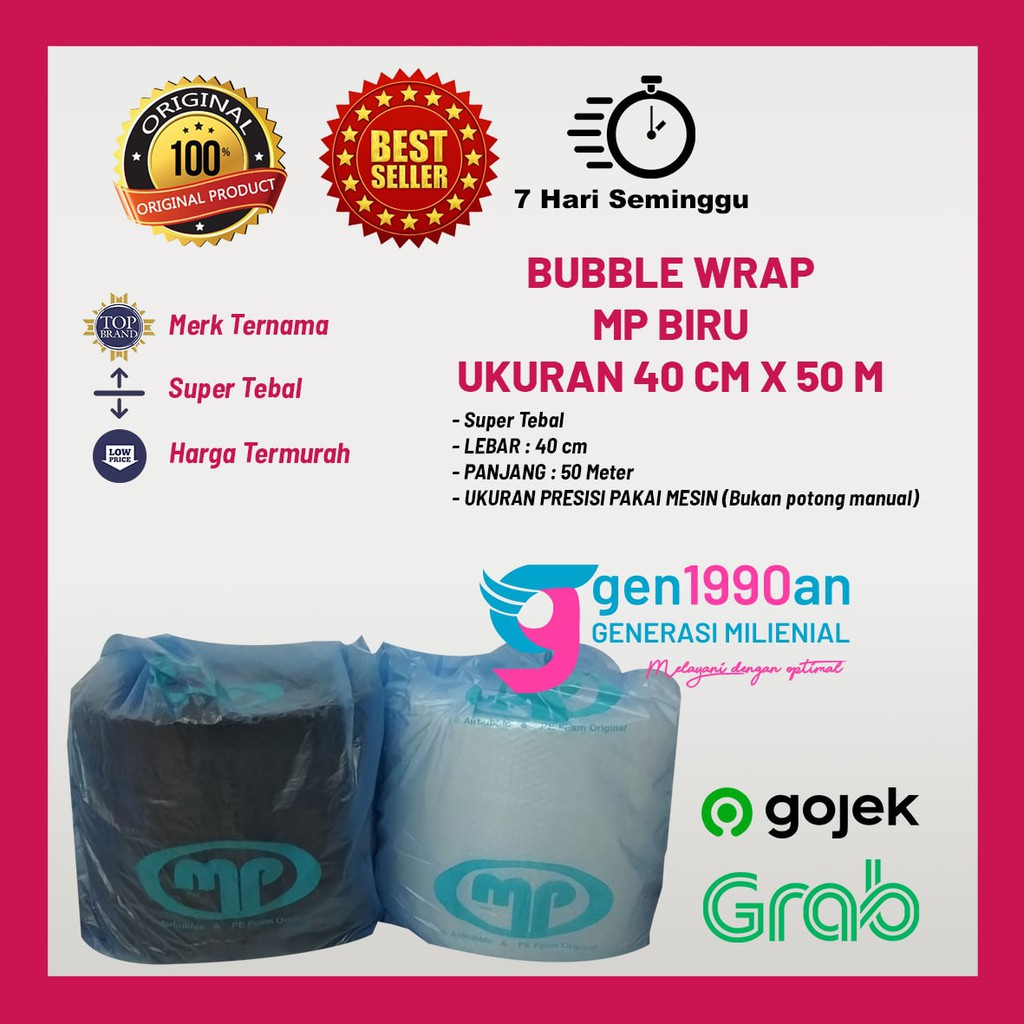 

Plastik Bubble Wrap 50m x 40cm sgt Tebal Mulia Pack Biru Tomang JakBar