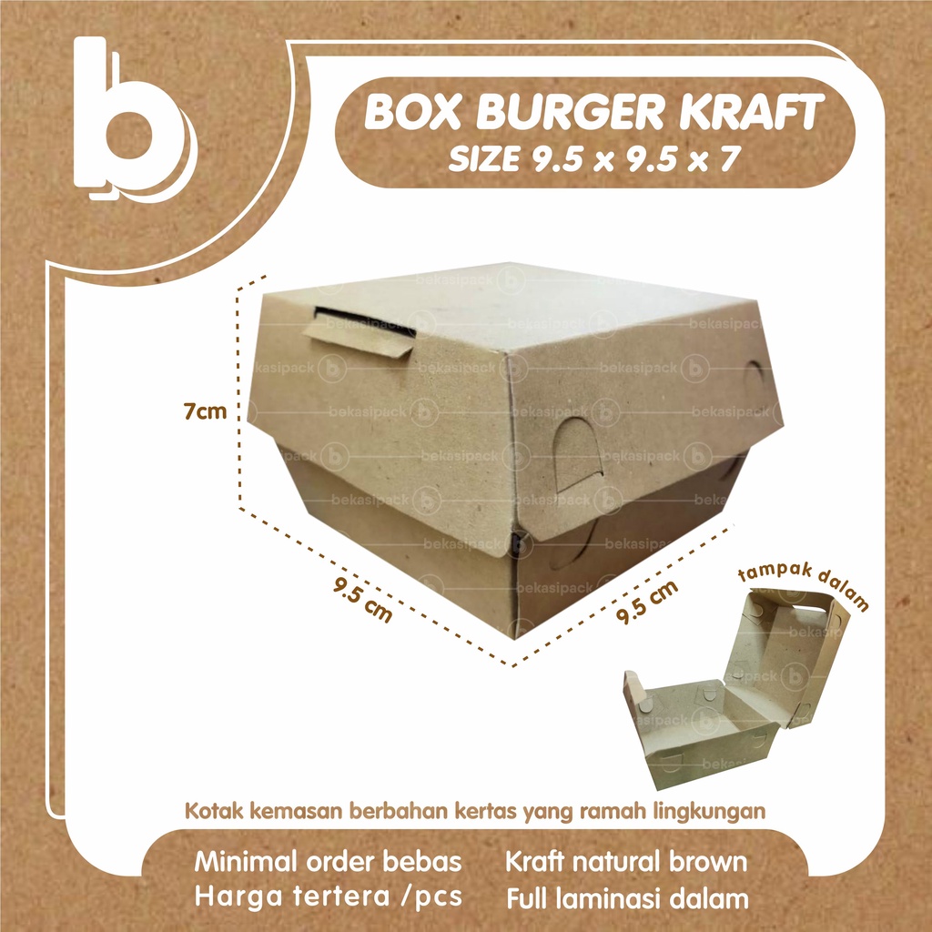 

Box Burger M Kraft Foodgrade 9.5x9.5x7 I BBMKF00218