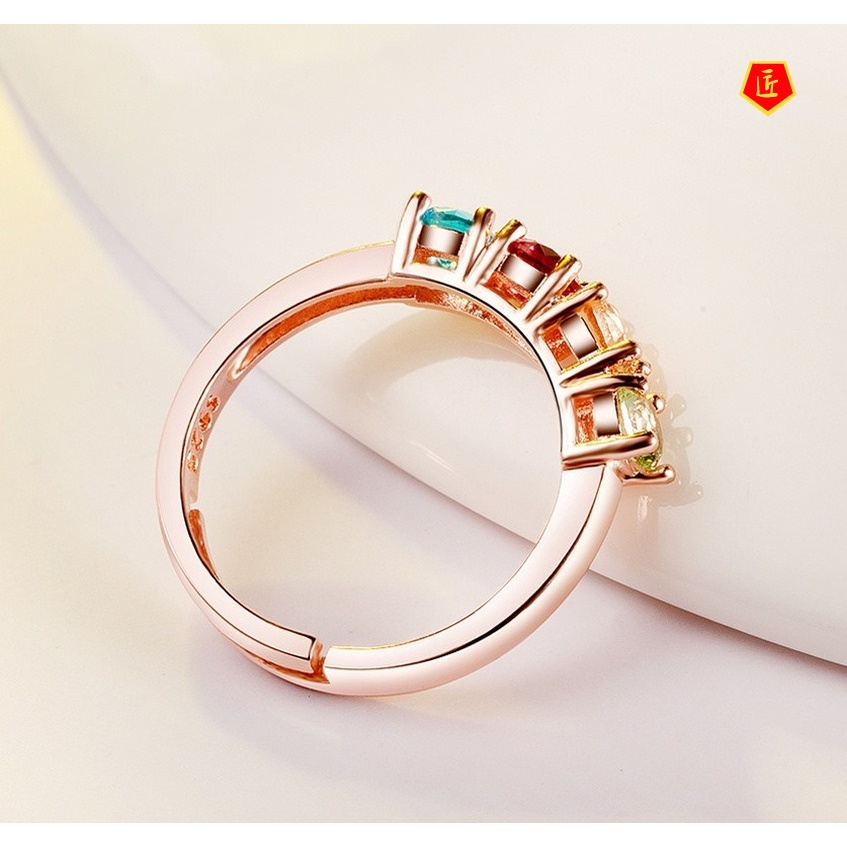 [Ready Stock]Fashion Elegant Rose Gold Color Gemstone Ring