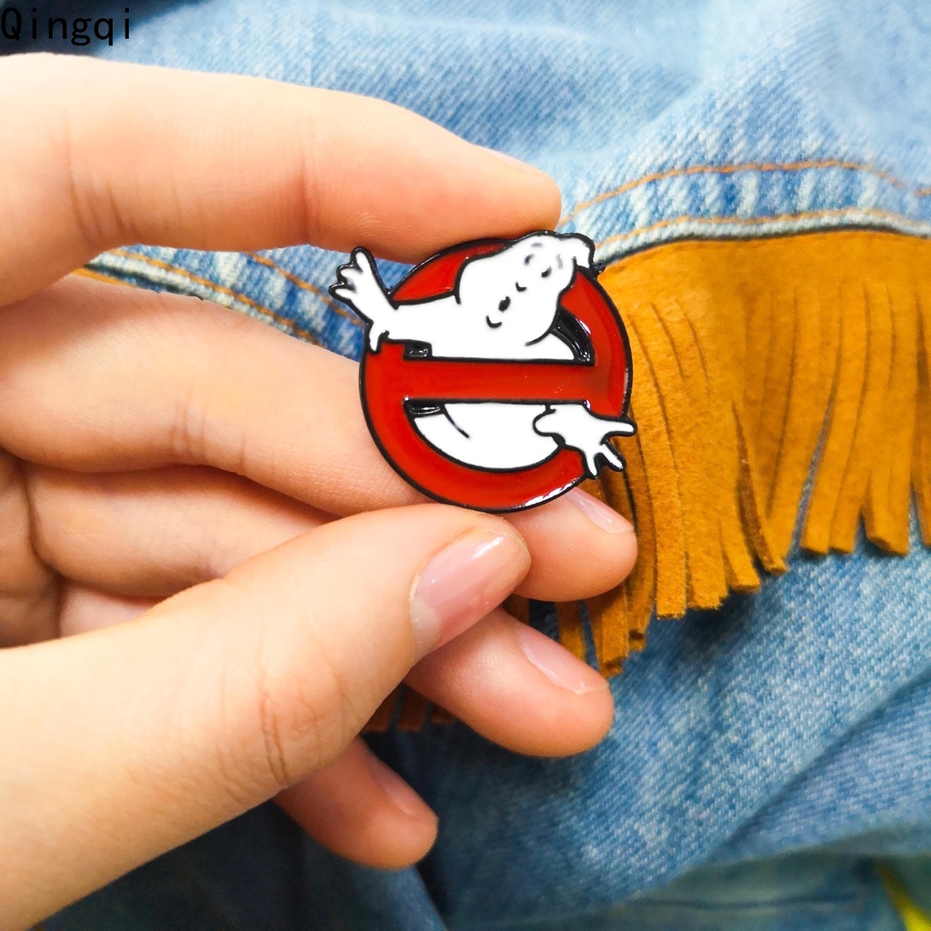 Bros Pin Desain Logo Kartun Ghostbusters No Ghost Movies Gaya Retro Untuk Topi Ransel Dan Rompi