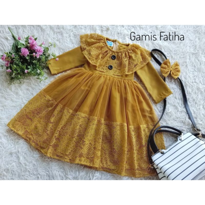 GAMIS ANAK BROKAT MODEL FATIHA WARNA GOLD