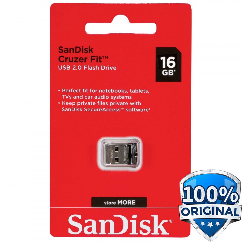 SanDisk Cruzer Fit USB Flash Drive 16GB - SDCZ33-016G-G35