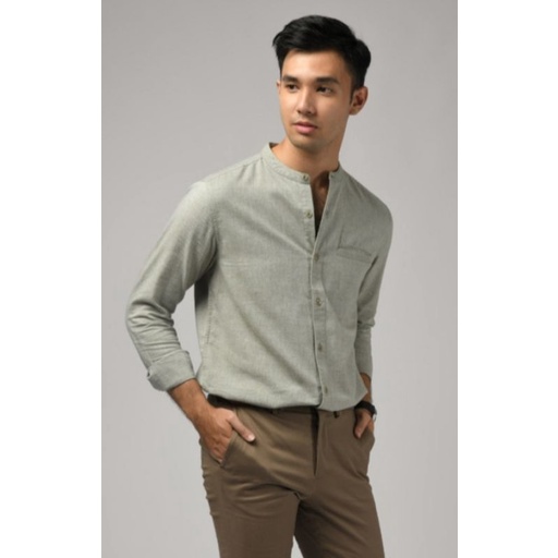 "KALPEN COLLARLESS SHIRT" By  Preppstudio