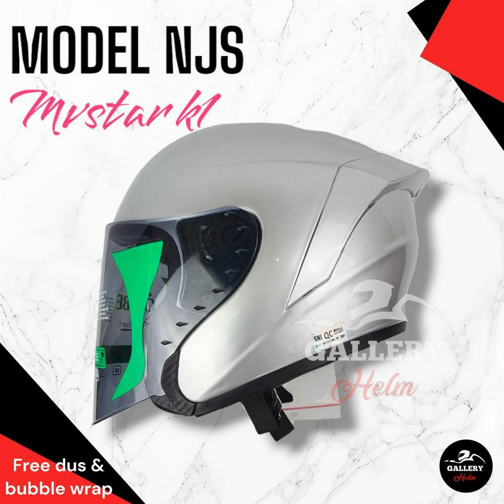 HELM HALF FACE MVSTAR K1 SILVER GLOSSY | HELM MODEL NJS KAIROZ