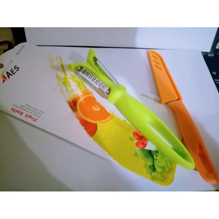 Unik AES ALAT KUPAS BUAH SERBAGUNA   PISAU BUAH FRUIT KNIFE 2 PCS PEELER Diskon