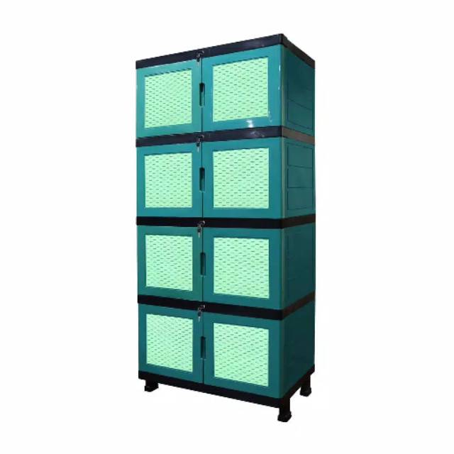 LEMARI PLASTIK 4 SUSUN LEMARI 4 SUSUN DRAWER LOKER CABINET RAK SUSUN LEMARI ANAK RAK PLASTIK