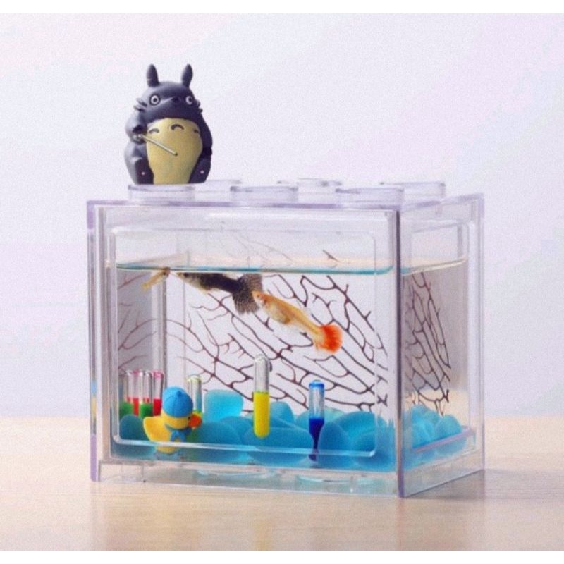 Akuarium mini Ikan Cupang Dengan Lampu Aquarium Mini Ikan Cupang guppy LED