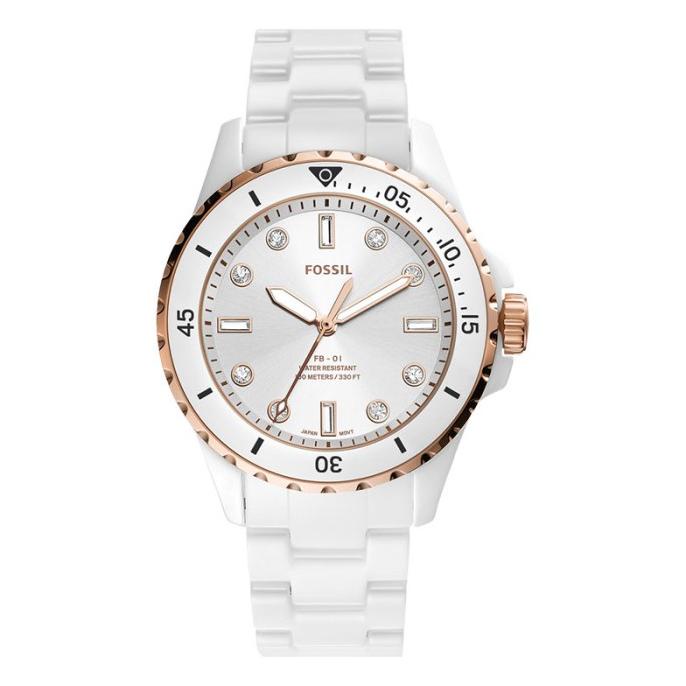 Jam Tangan Wanita Fossil FB-01 CE1107 Ladies White Dial White Ceramic barang ada