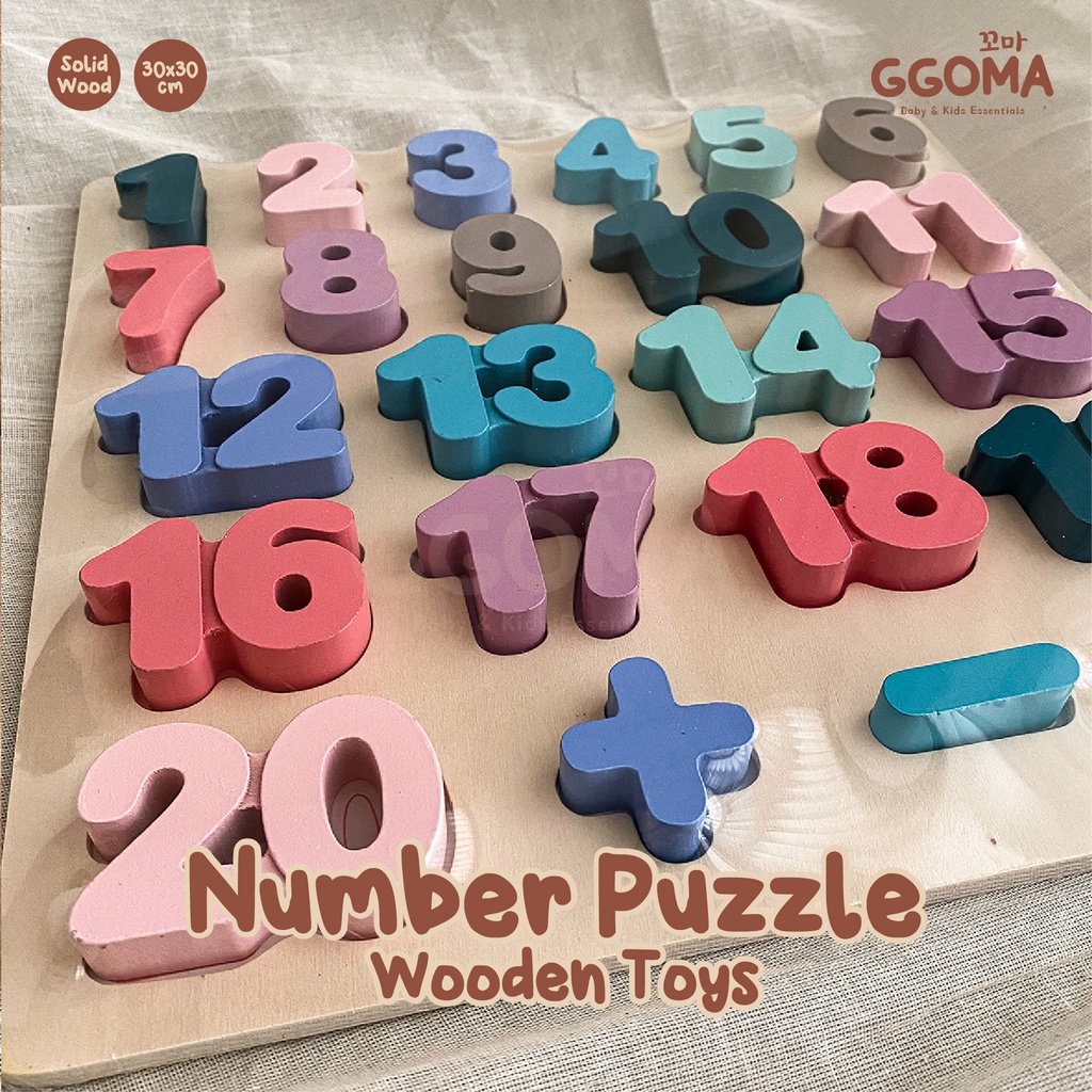 Ggoma Ohye Chunky Puzzle Number Pastel Wooden Puzzle Anak Puzzle Kayu Puzzle 3D Mainan Edukasi Maina