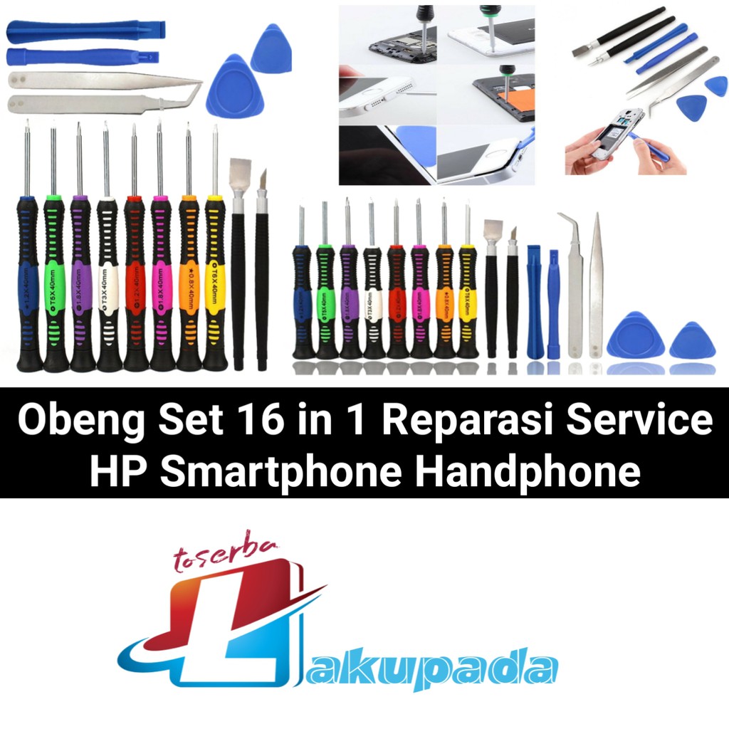 Obeng Set 16 in 1 Reparasi Service HP Smartphone Handphone