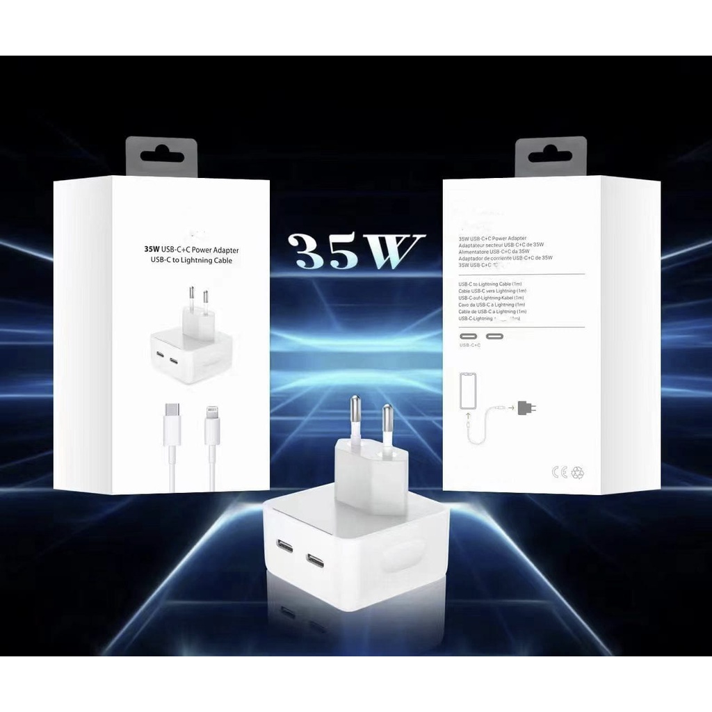 [ CASELAB ] BATOK 35 WATT TYPE C DOUBLE OUTPUT DAN KABEL TYPE C LIGHTNING Fast charging Charger 35Watt Batok