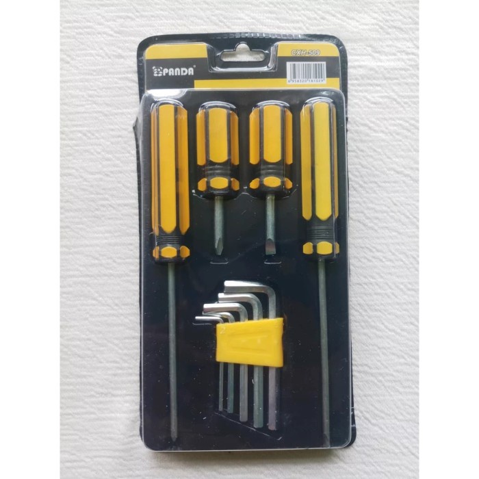 Obeng Plus Obeng Set plus minus pendek panjang  Kunci L Set Isi 9 Pcs