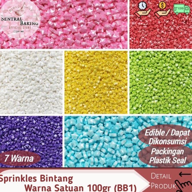 

favorit] Sprinkle Kue Bintang Warna Satuan 100gr (BB1)/ Springkel Springkle Kue