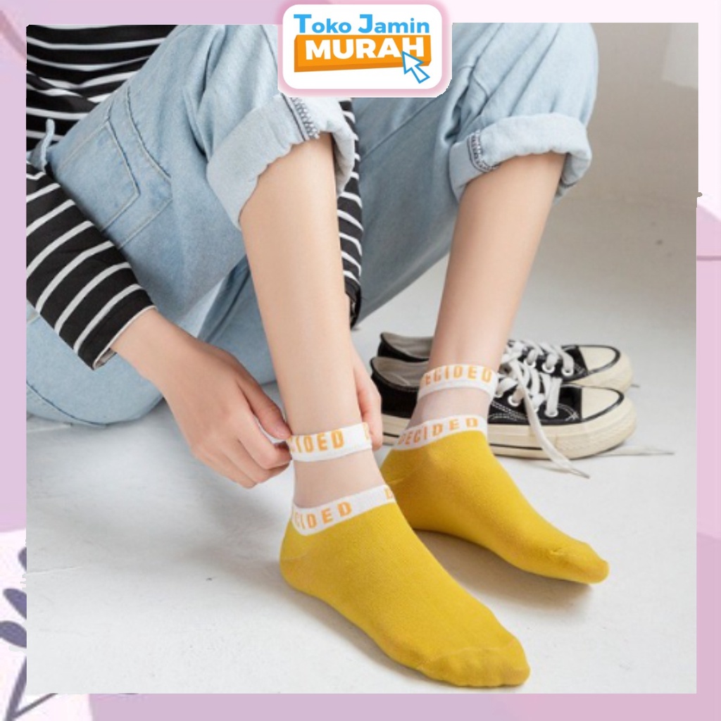 TJM KK252 Kaos Kaki Pendek Transparan Wanita Motif  Kaos Kaki Fashion Korea