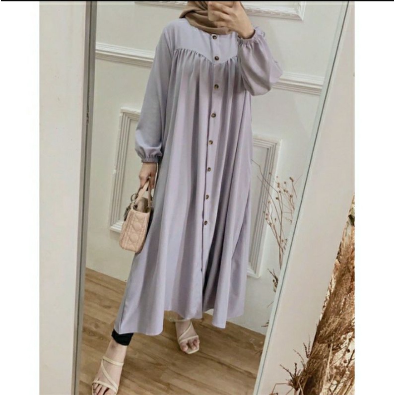 TUNIK LONG MOZYA FULL KANCING DAILY BUSUI WANITA TUNIK MOSCREPE