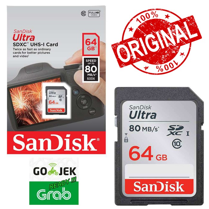 Memory SD CARD Sandisk Ultra SDXC UHS-1 64GB 80MB/s ORIGINAL