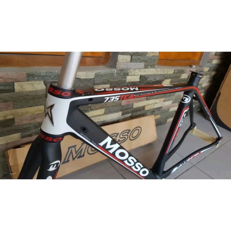 Frame MOSSO 735TCA include headset. roadbike 735 TCA fork carbon internal cable sepeda balap road bike bahan material alloy alumunium super light