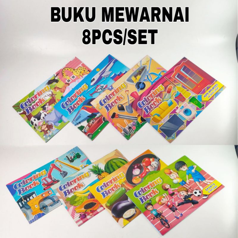 Download Buku Mewarnai Buku Mewarnai Set Buku Mewarnai 8pcs Coloring Book Set 8pcs Set Shopee Indonesia