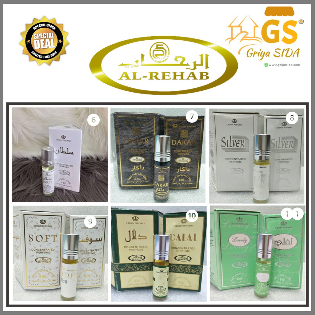 Parfum al rehab roll on 6ml ecer dan grosir Minyak wangi al rehab Import Non Alkohol 40 aroma