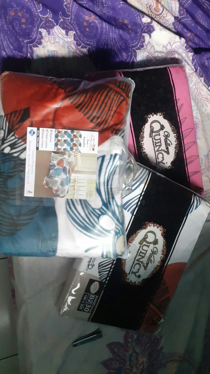 Selimut Nuansa Alam Lady Rose Uk.160x200 Cm Motif Aquatic, Big Leaf, Glory Bernuansa Hijau Dan Biru