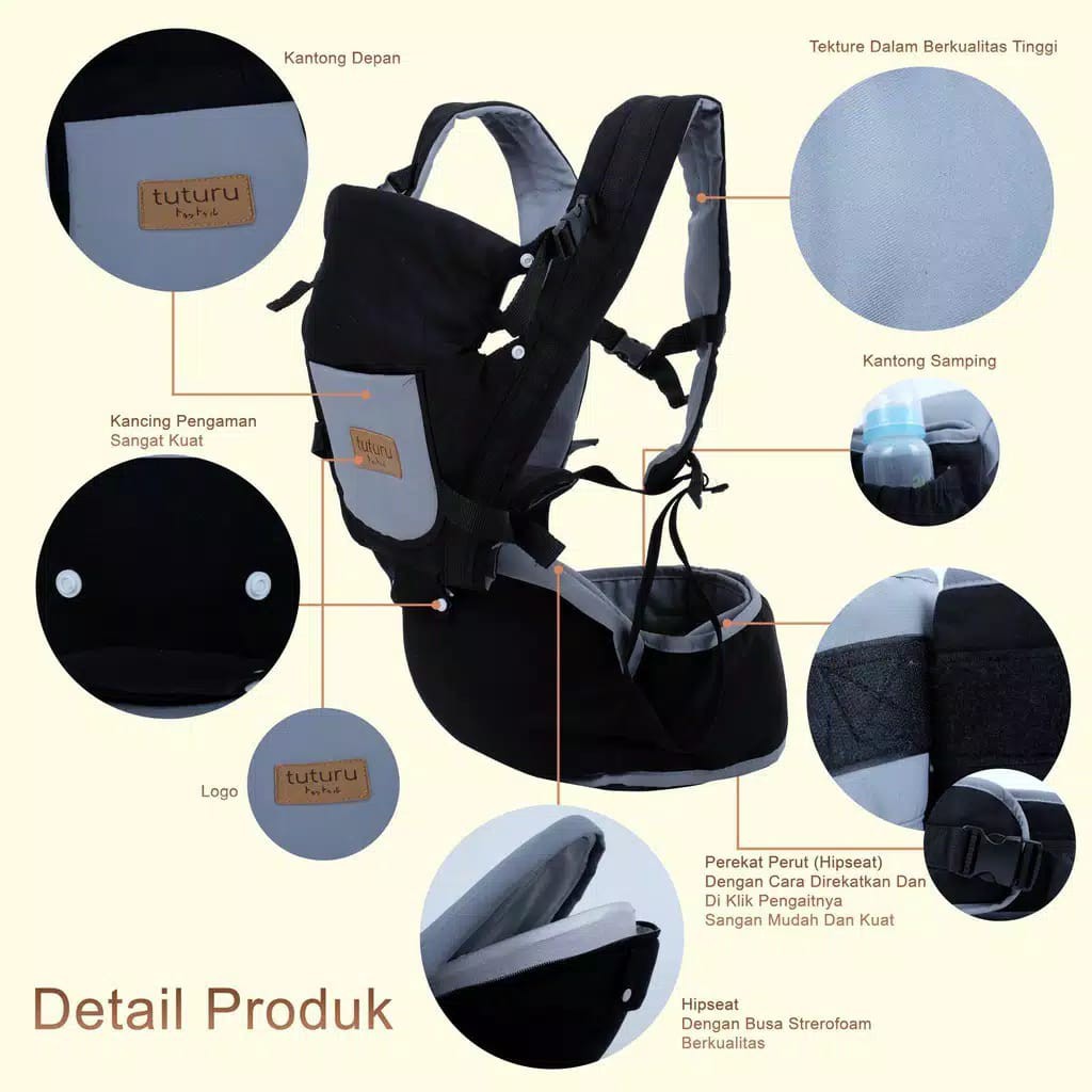 Gendongan Bayi Hadap Depan Hipseat 5in1 / Baby Carrier / Hip Seat Bayi Tuturu Duduk gendingan Kangguru chn