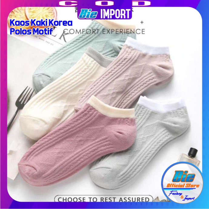 Kaos Kaki Korea Basic Polos Motif Korean Style Import