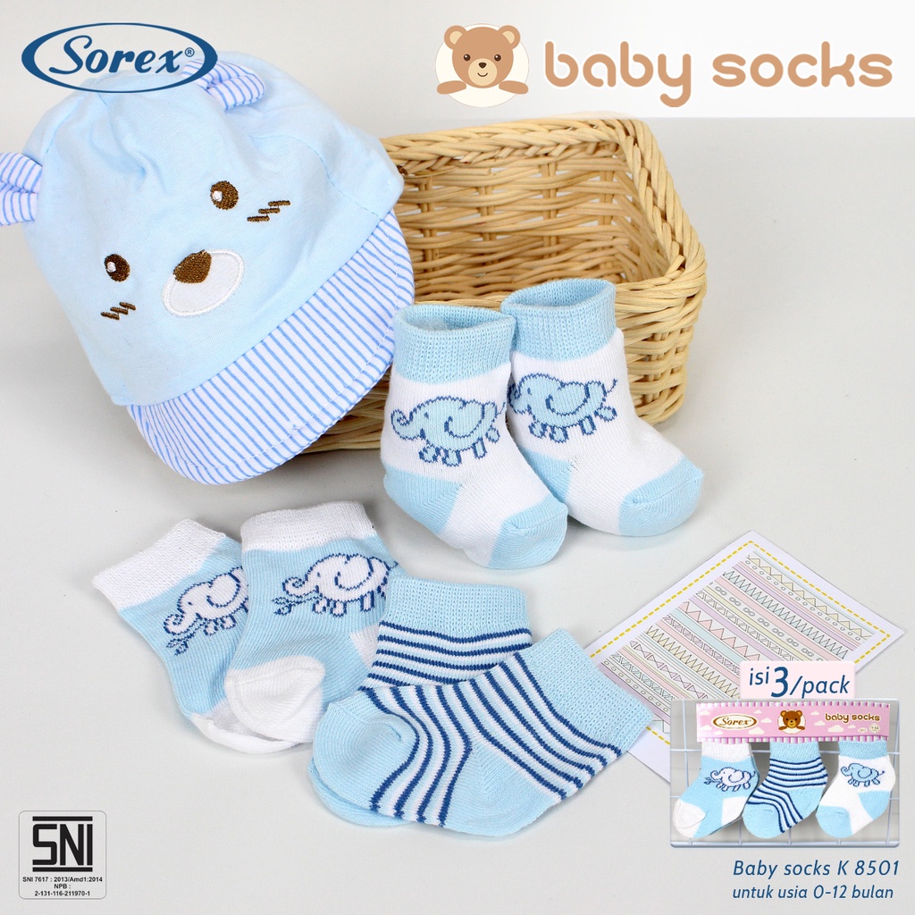 (3pcs) Kaos Kaki Bayi Sorex K5401 K8502 K8503 K8504 K8505 Baby Socks Laki Laki / Cowok |jcs