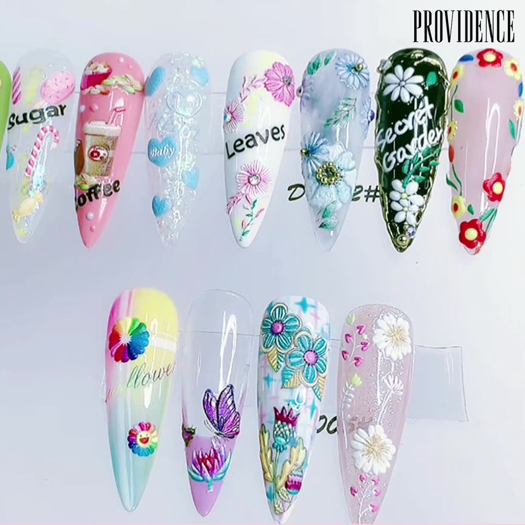 Providence 6Pcs/Set Nail Sticker Engraved 5D Ultra Thin Chocolate Embossed Sticker New Year Nail Art Decals for Manicure