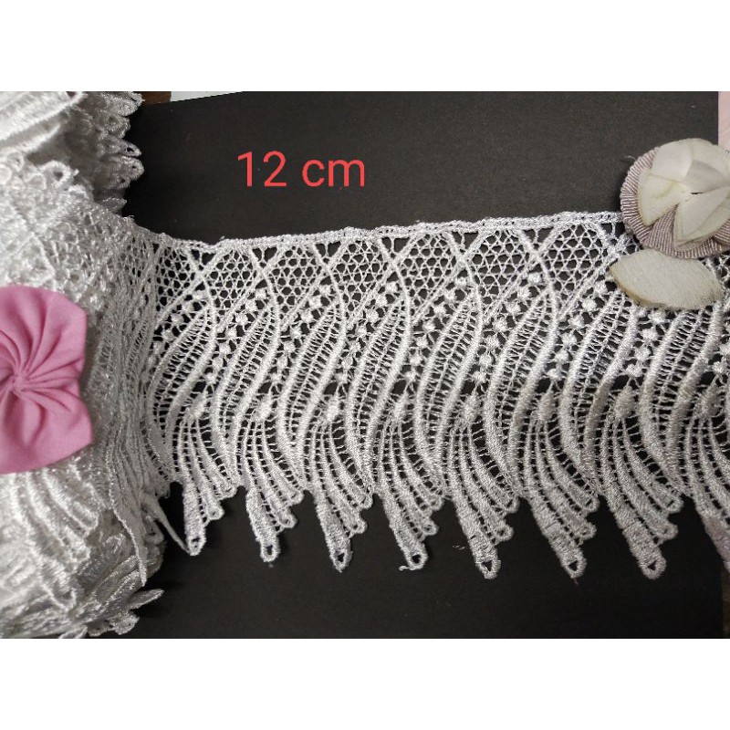 Renda bordir gyper kembang lancip renda lebar renda giper putih renda hitam renda oki renda mukena r