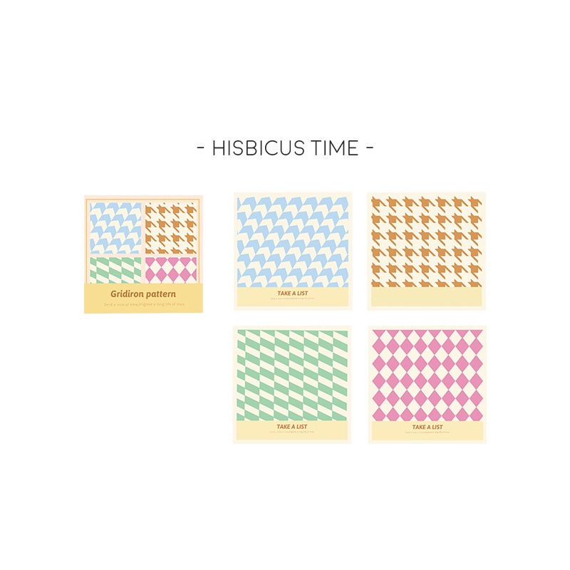 Gridiron Pattern Colorful Memopad / Memo Tempel Lucu Unik-Hibiscus Time