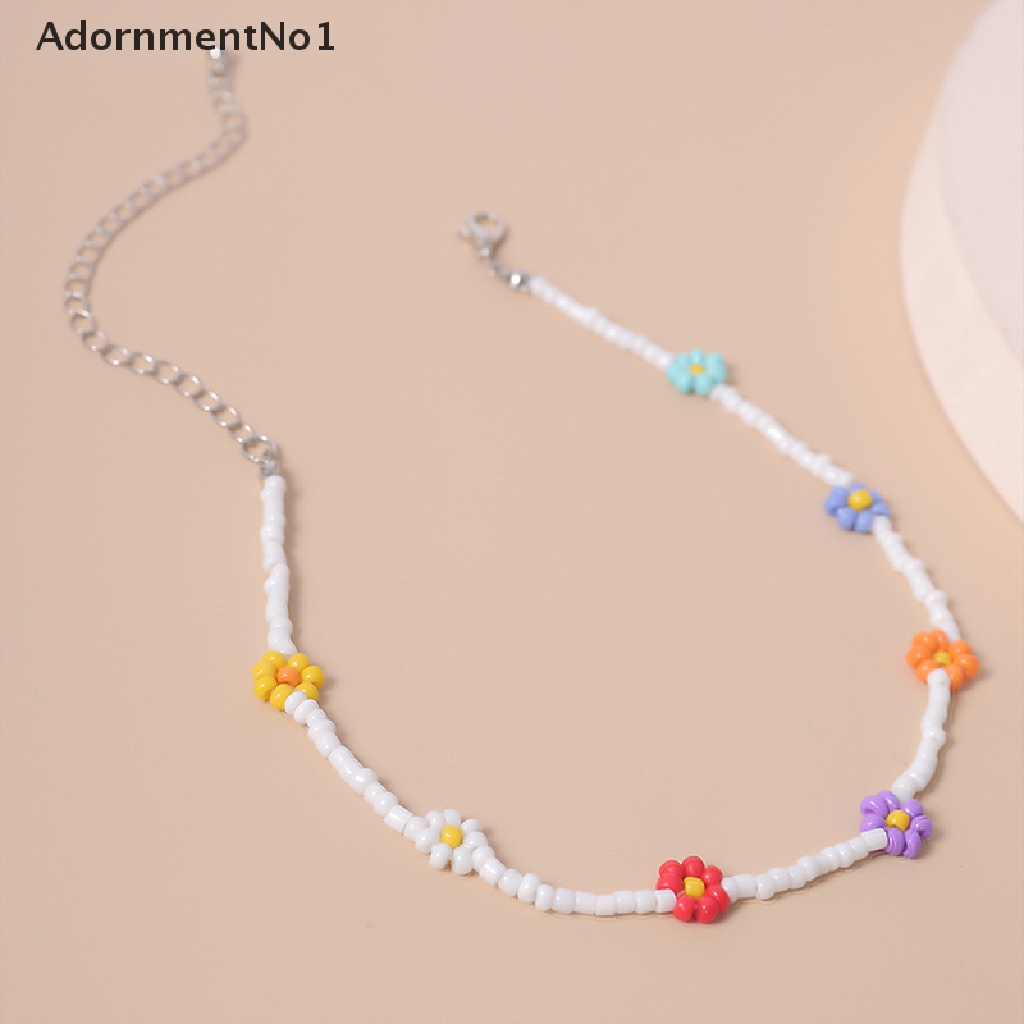 (AdornmentNo1) Kalung Choker Handmade Gaya Bohemia Motif Bunga Aster Aksen Manik-Manik Untuk Perhiasan Wanita