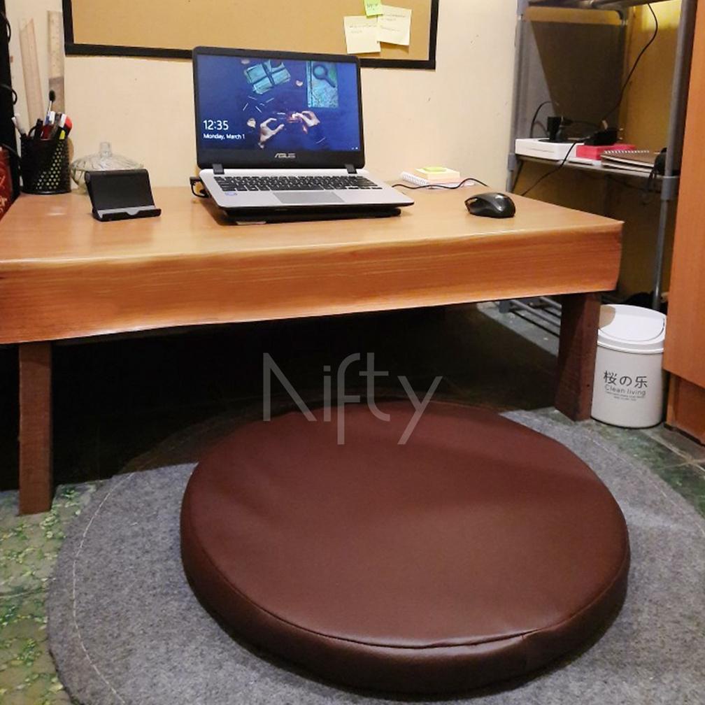 BANTAL DUDUK KULIT SINTETIS TEBAL 8CM & 5CM 40X40CM/50X50CM BULAT/KOTAK BUSA EMPUK ALAS DUDUK KURSI 