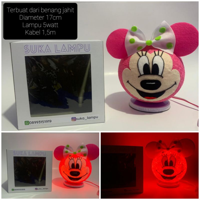 Lampu tidur Minnie , lampu benang, lampu tidur karakter, lampu lampion