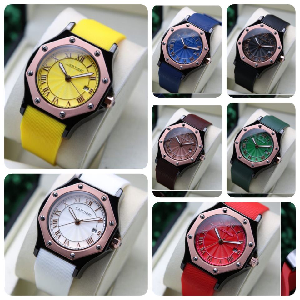 Jam Tangan Wanita Fashion 3907KZ Tali Rubber Tanggal Aktif Plat Mata Free Box &amp; Baterai