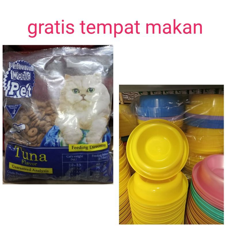 Paket Murah Universal 400g Makanan Kucing Kering Repack gratis Tempat Makan Kucing Anti Semut