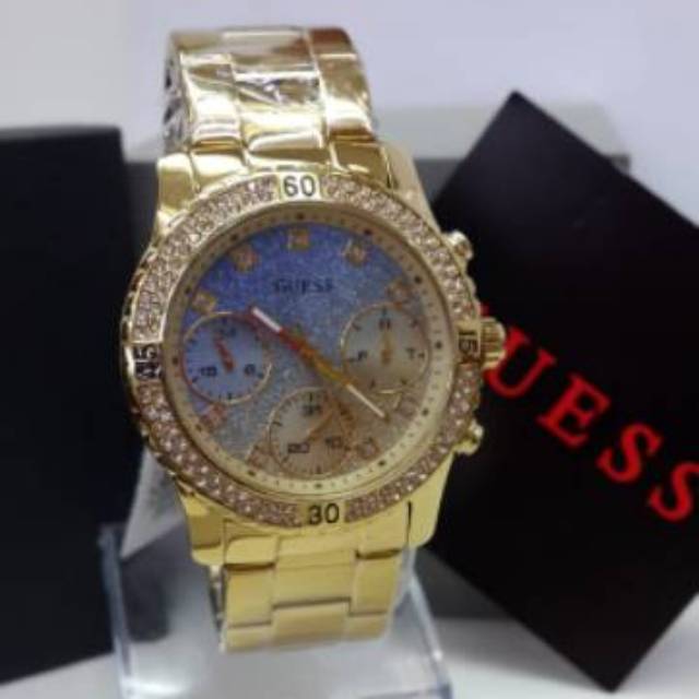 Jam Tangan Wanita Guess W0774L2 Gold Rantai Original Murah