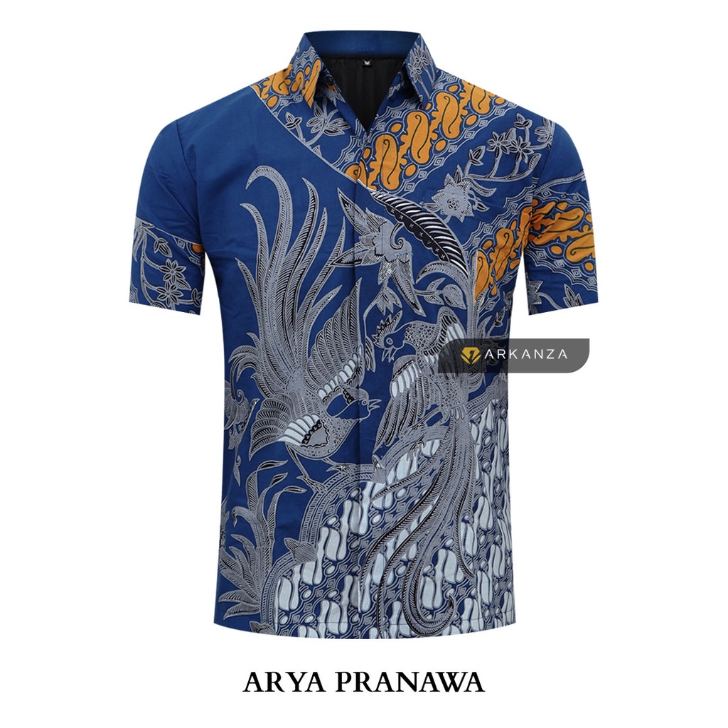 BATIK ARKANZA Motif ARYA PRANAWA Hem Atasan Kemeja Baju Batik Pria Cowok Laki Laki Slimfit Full Lapis Furing Lengan Panjang Lengan Pendek Original Asli