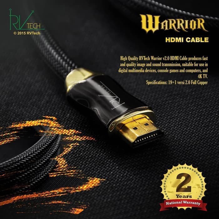 Kabel HDMI Warrior (versi 2,0) 4k RVTech [15m] Garansi 2 Tahun