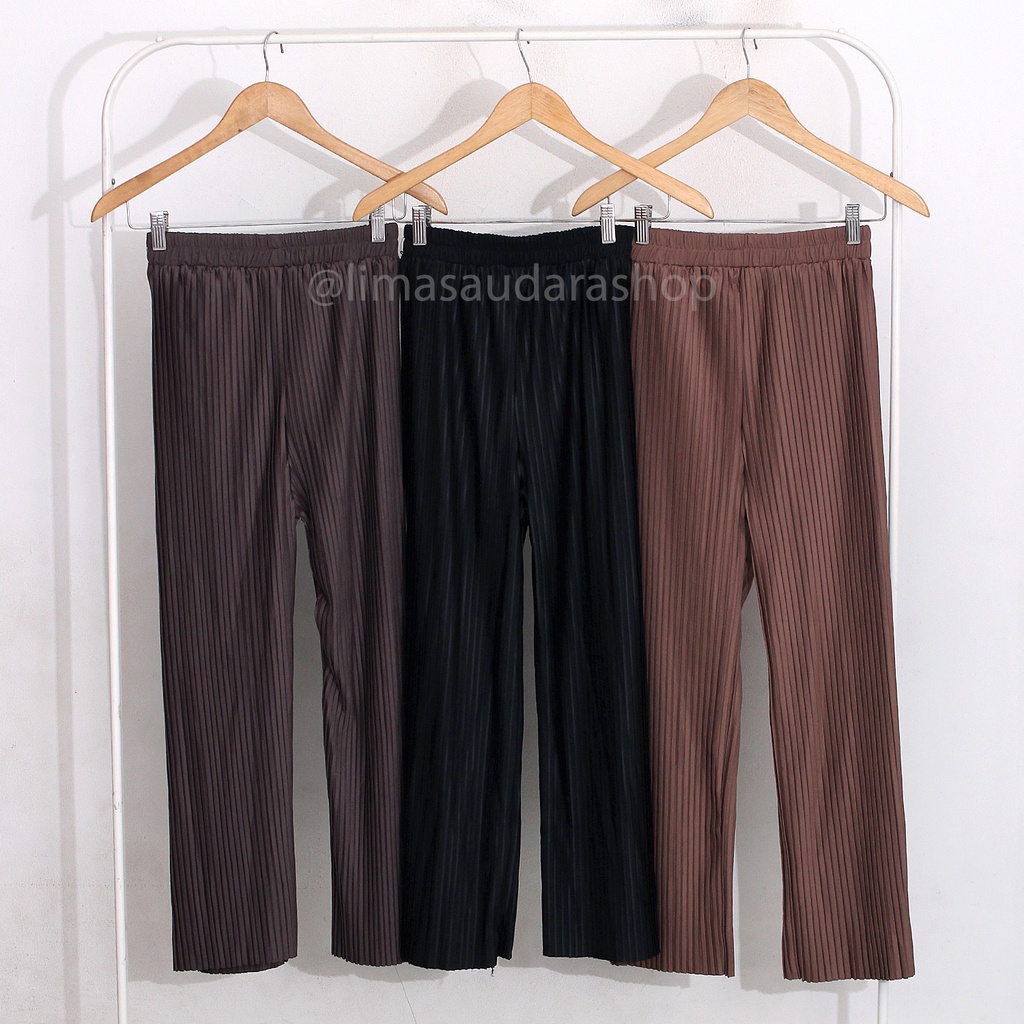 Celana Plisket / Pleated Pants Premium Glossy Nyaman Panjang Muslim