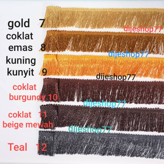 Renda rumbai / rumbai dayak / renda rawis / rumbai halus mengkilap