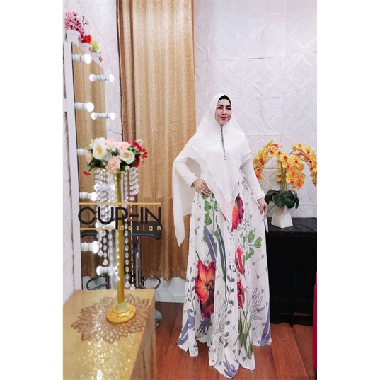 Edelweis Syari Printing Ori by Cup-in free Totebag Cantik