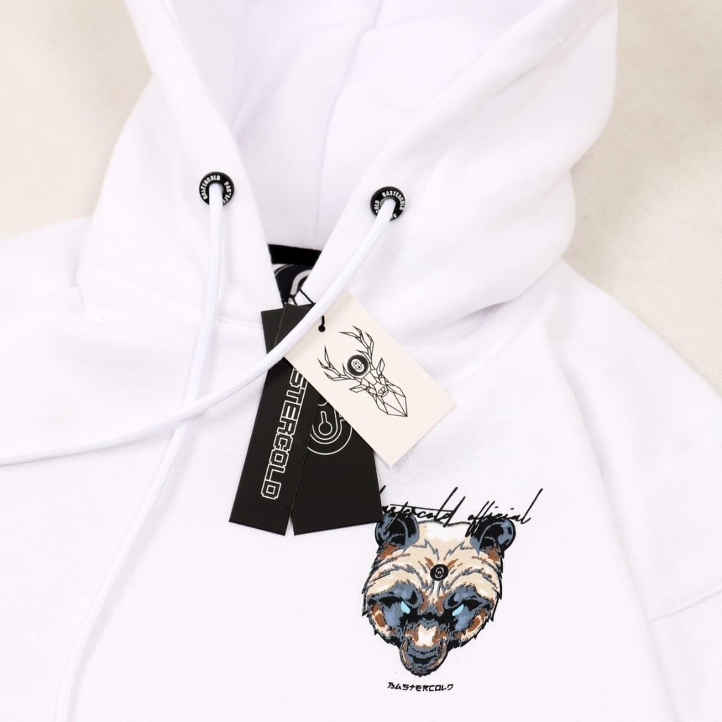 JAKET HOODIE PRIA BASTERCOLD ANGRY BEAR PUTIH / JAKET HOODIE DISTRO MOTIF FULLTAG PREMIUM / HOODIE PRIA MURAH BANDUNG