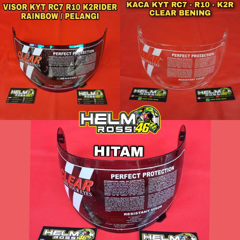 KACA Visor KYT RC7 R10 K2RIDER K2R MDS Victory CEMBUNG Bening Hitam Darksmoke Dark Pelangi RAINBOW